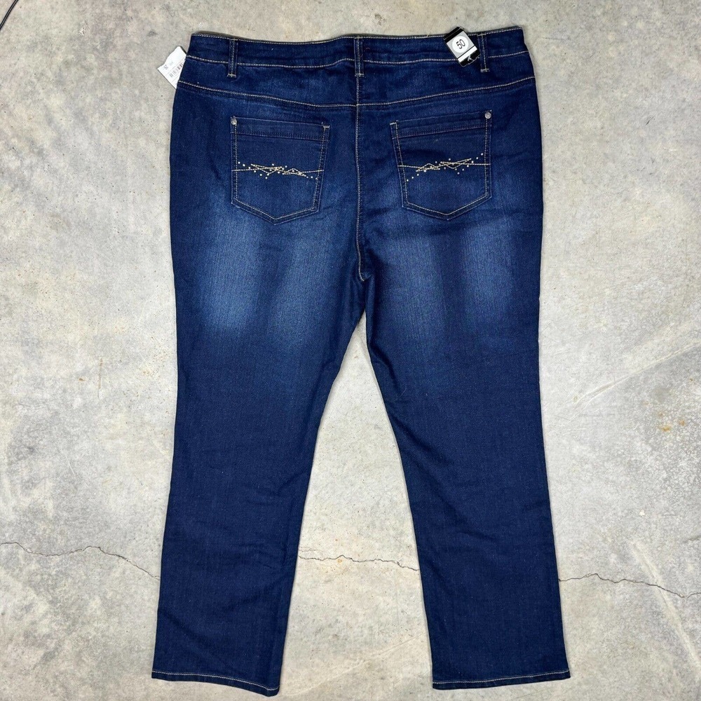 C & A Vintage Y2K CANDA Jeans Embellished Pocket Womens 42x31 Baby Bootcut NEW